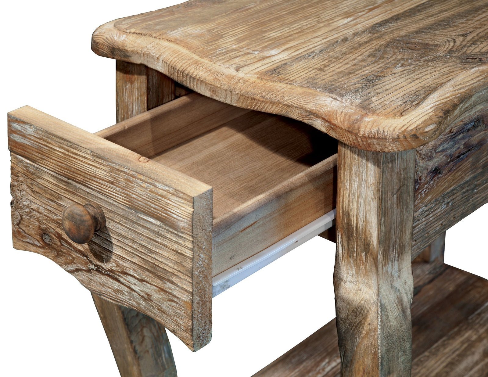 Rustic - Reclaimed Chairside Table, Driftwood - End Tables