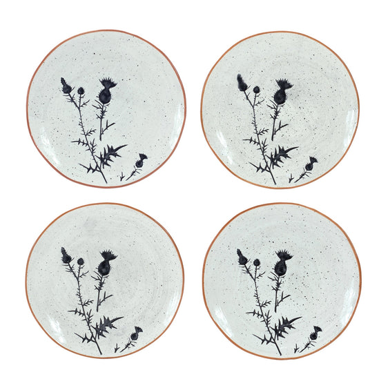 Rustic-Thistle-Etched-Plate-with-Speckled-Finish,-Set-of-4-Plates