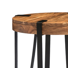 Ryegate Natural Live Edge Solid Wood & Metal Round End Table - End Tables