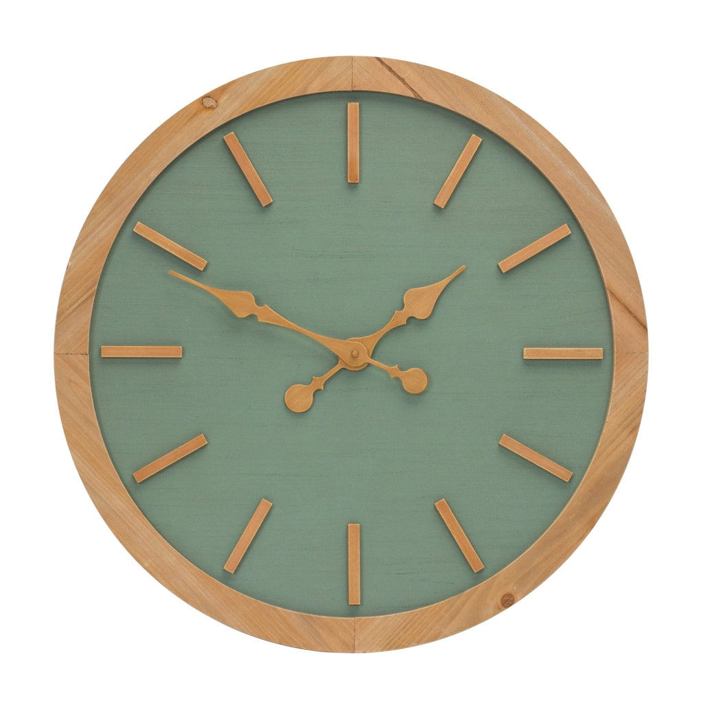 Sage Green Wood Wall Clock 24" - Clocks