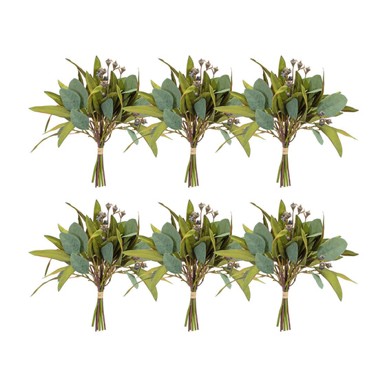 Seeded Foliage Bundle with Tie, Set of 6 - Faux Florals