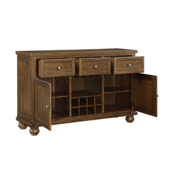 Server with Drawers, Adjustable Shelf and 8 Bottle Wine Rack - Buffets/Sideboards