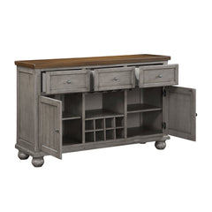 Server with Drawers, Adjustable Shelf and 8 Bottle Wine Rack - Buffets/Sideboards