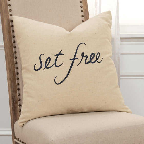 Set-Free-100%-Cotton-Canvas-Sentiment-Inked-Pillow-Decorative-Pillows