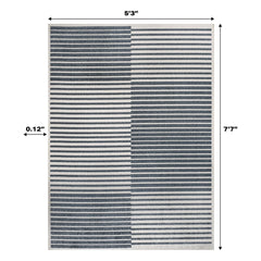 Shutter Minimalist Striped Plaid Machine-Washable Area Rug - Rugs