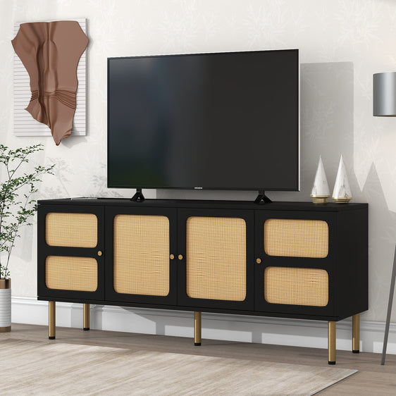 Sloane-Media-Stand-with-Woven-Rattan-Cabinet-Doors-for-TVs-Up-to-70”-Consoles