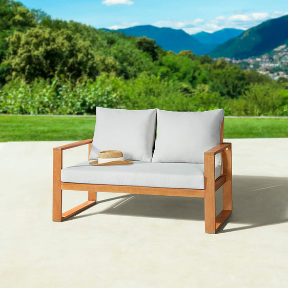 Smoke-Gray-Grafton-Eucalyptus-2-seat-Outdoor-Bench-with-Gray-Cushions-Outdoor-Seating