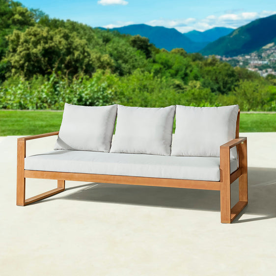 Smoke-Gray-Grafton-Eucalyptus-3-seat-Outdoor-Bench-with-Gray-Cushions-Outdoor-Seating
