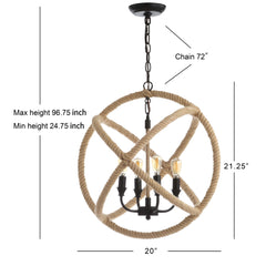 Soka Light Adjustable Globe Metal/Rope LED Pendant - Pendant Lights