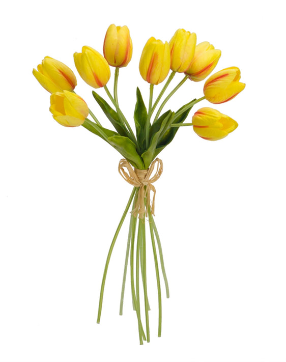 Spring-Yellow-Tulip-Bundles,-Set-of-6-Faux-Florals