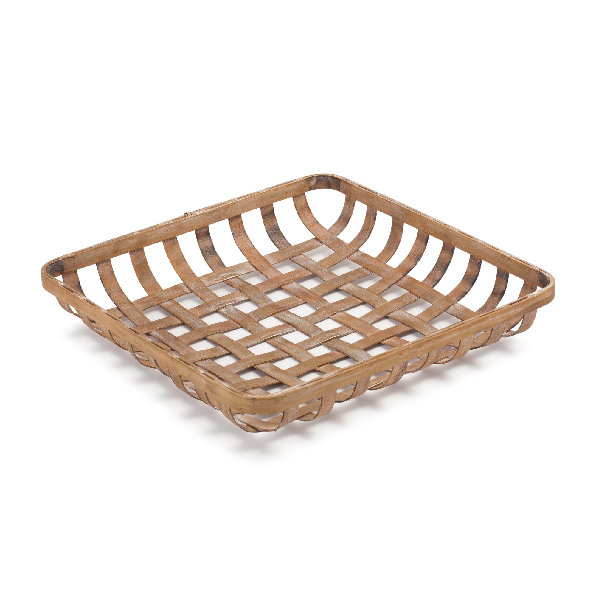 Square Bamboo Basket Tray, Set of 2 - Decorative Trays