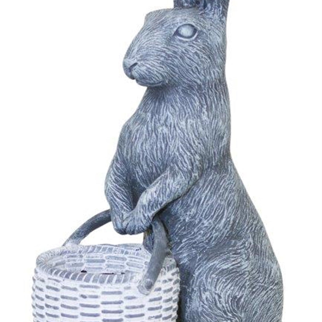 Standing Rabbit Figurine with Basket Accent 10.5"H - Outdoor Decor