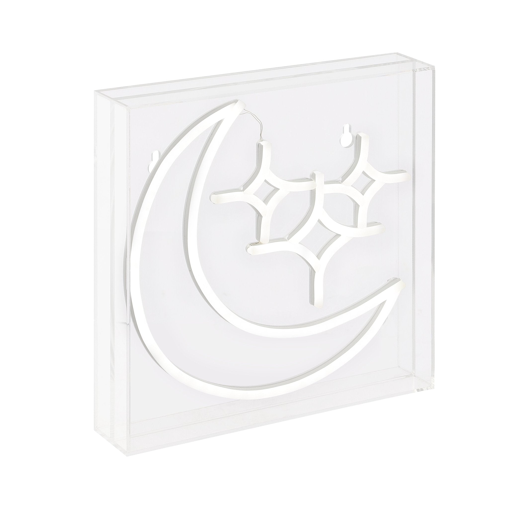Starry Crescent Square Contemporary Glam Acrylic Box USB Operated LED Neon Light - Decorative Lighting