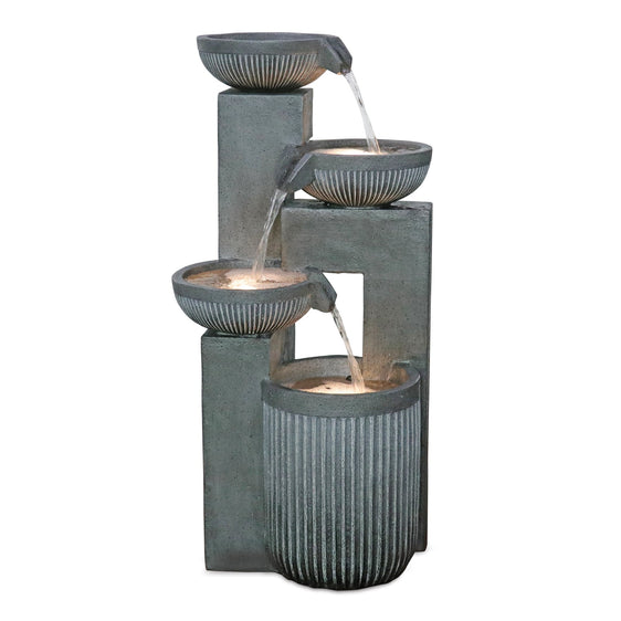 Stone Cascading Bowl Fountain 33"H - Water Feature