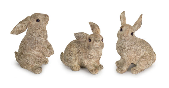 Stone Garden Rabbit Figurine, Set of 3 - Decor