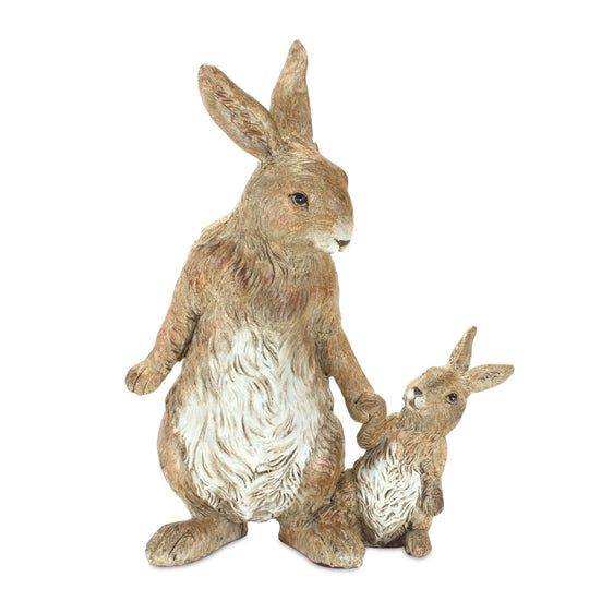 Stone-Mother-Rabbit-and-Baby-Bunny-Figurine-(Set-of-2)-Outdoor-Decor