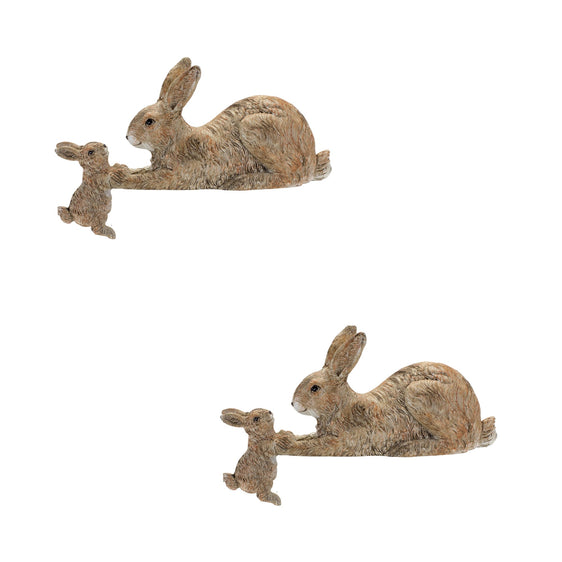 Stone Mother Rabbit and Baby Bunny Self Sitter (Set of 2) - Outdoor Decor