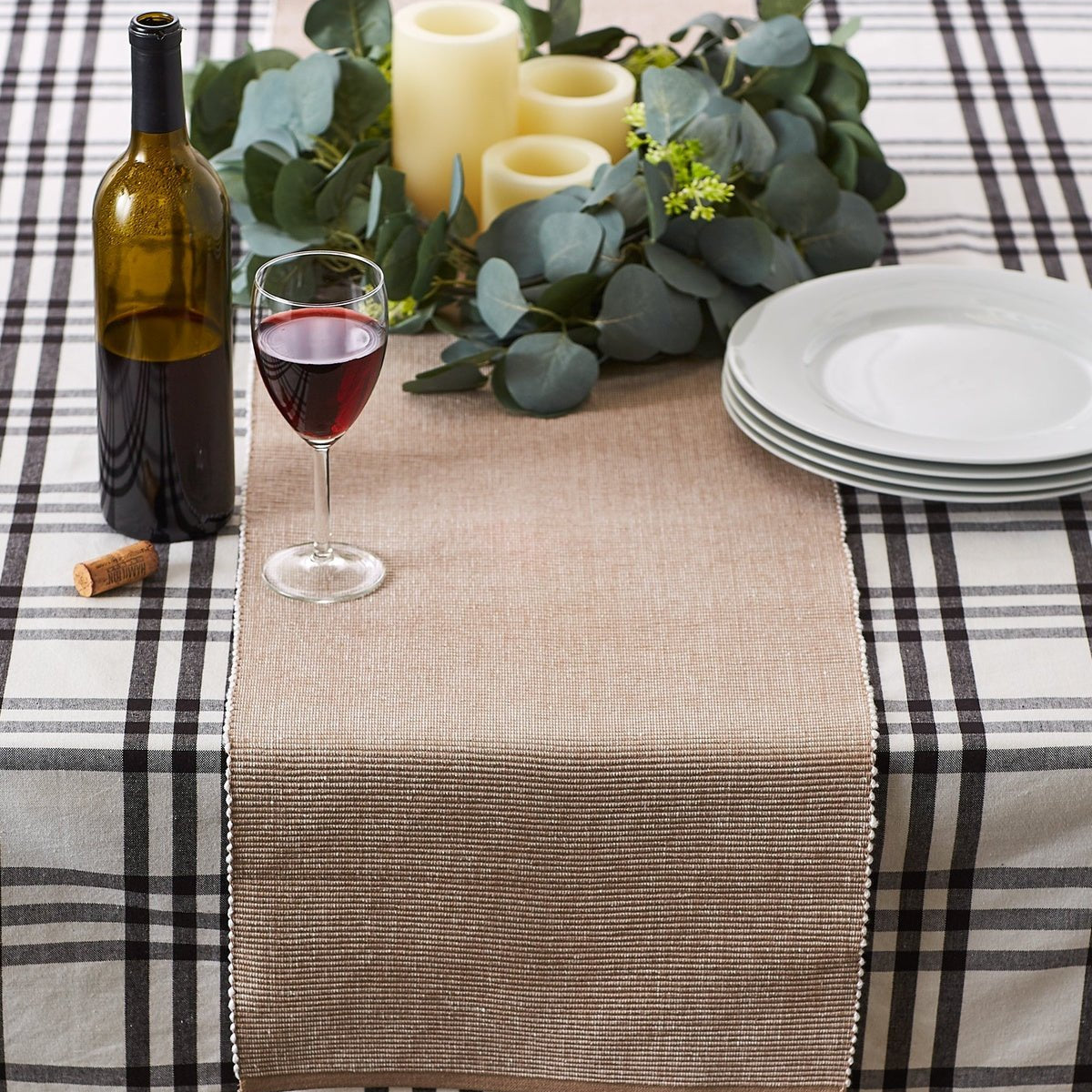 Stone & White 2-tone Ribbed Table Runner 13x108 - Table Runners
