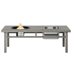 Strickland Coffee Table with Ice Bucket and Fire Pit - Outdoor Tables