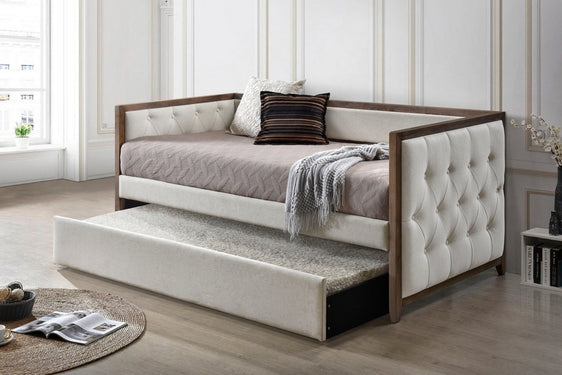 Stylish-Daybed-with-Trundle-and-Solid-Wood-Frame-Trundle-Beds
