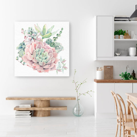 Succulents Southwest Watercolor Floral Canvas Giclee - Wall Art