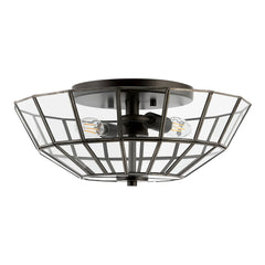 Theo Light Farmhouse Rustic Iron/Glass LED Semi Flush Mount - Ceiling Lights