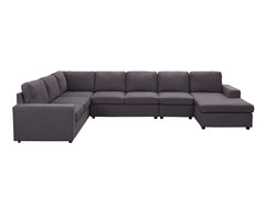 Tifton Linen 7 Seater Sectional Sofa Reversible - Sofas