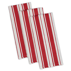 Tomato-Red-Stripe-Gourmet-Dishtowels,-Set-of-3-Dish-Towels