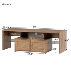 TV Stand for 60" TV with 2 Doors Storage and Adjustable 2 Clear Wave Laminates - Consoles