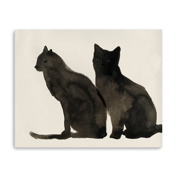Two Black Cats Canvas Giclee - Wall Art