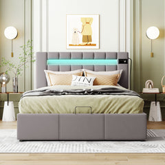 Upholstered-Full-Storage-Bed-with-LED-light,-Bluetooth-Player-and-USB-Charging-Beds