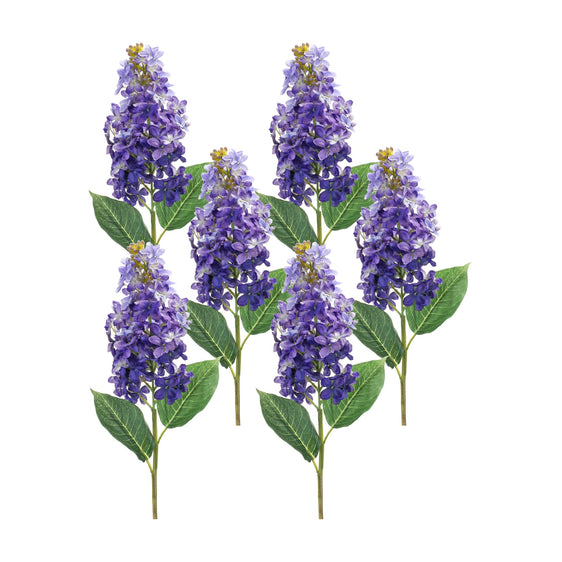 Variegated Purple Lilac Flower Stem, Set of 6 - Faux Florals