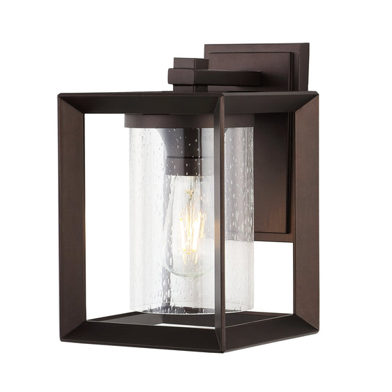 Vaughn Light Iron/Glass Modern Rustic Cube LED Outdoor Lantern - Wall Sconce