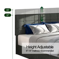 Vera Queen Size Gray Linen Upholstered Platform Bed - Beds