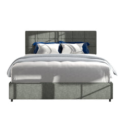 Vera Queen Size Gray Linen Upholstered Platform Bed - Beds