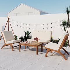 Vernon 4 Piece Outdoor Sofa Set with Table and Chairs - Outdoor Seating
