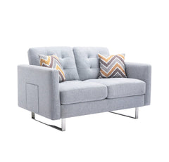 Victoria Linen Living Room Set with Loveseat and Chair - Sofas