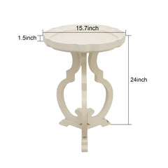 Vintage Wood End Table with Scalloped Edge Tray Top and Curved Legs, French Country Side Table - End Tables