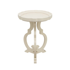 Vintage Wood End Table with Scalloped Edge Tray Top and Curved Legs, French Country Side Table - End Tables