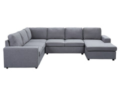Warren Linen 6 Seater Sectional Sofa Reversible - Sofas