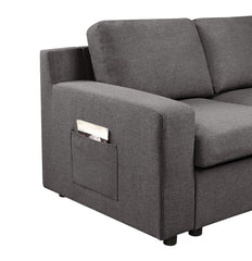 Waylon Linen 4 Seater Sectional Sofa Right Facing Chaise with Pocket - Sofas