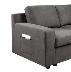Waylon Linen 6 Seater Sectional Sofa U Shape Right Facing Chaise with Pocket - Sofas