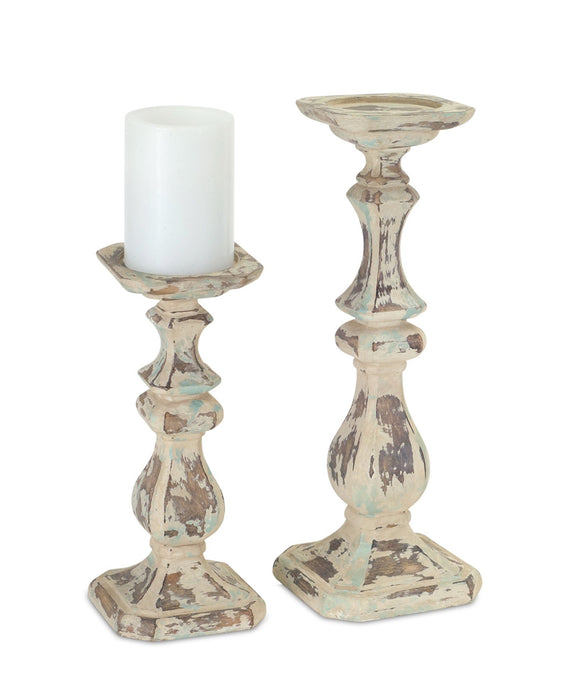 Weathered Polystone Candle Holder (Set of 2) - Candles and Accessories