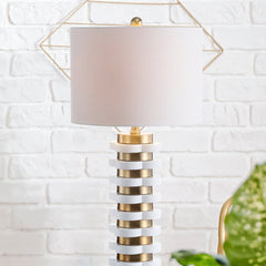 Wellington Quatrefoil Striped Resin LED Table Lamp - Table Lamps