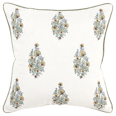 Welted Cotton Floral Decorative Throw Pillow - Decorative Pillows
