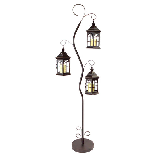 Whimsical Metal Lantern Tree with 3 Candle Holders 6'H - Lanterns