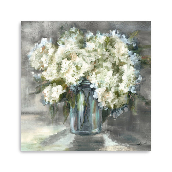 White-And-Taupe-Hydrangeas-Sill-Life-Canvas-Giclee-Wall-Art-Wall-Art