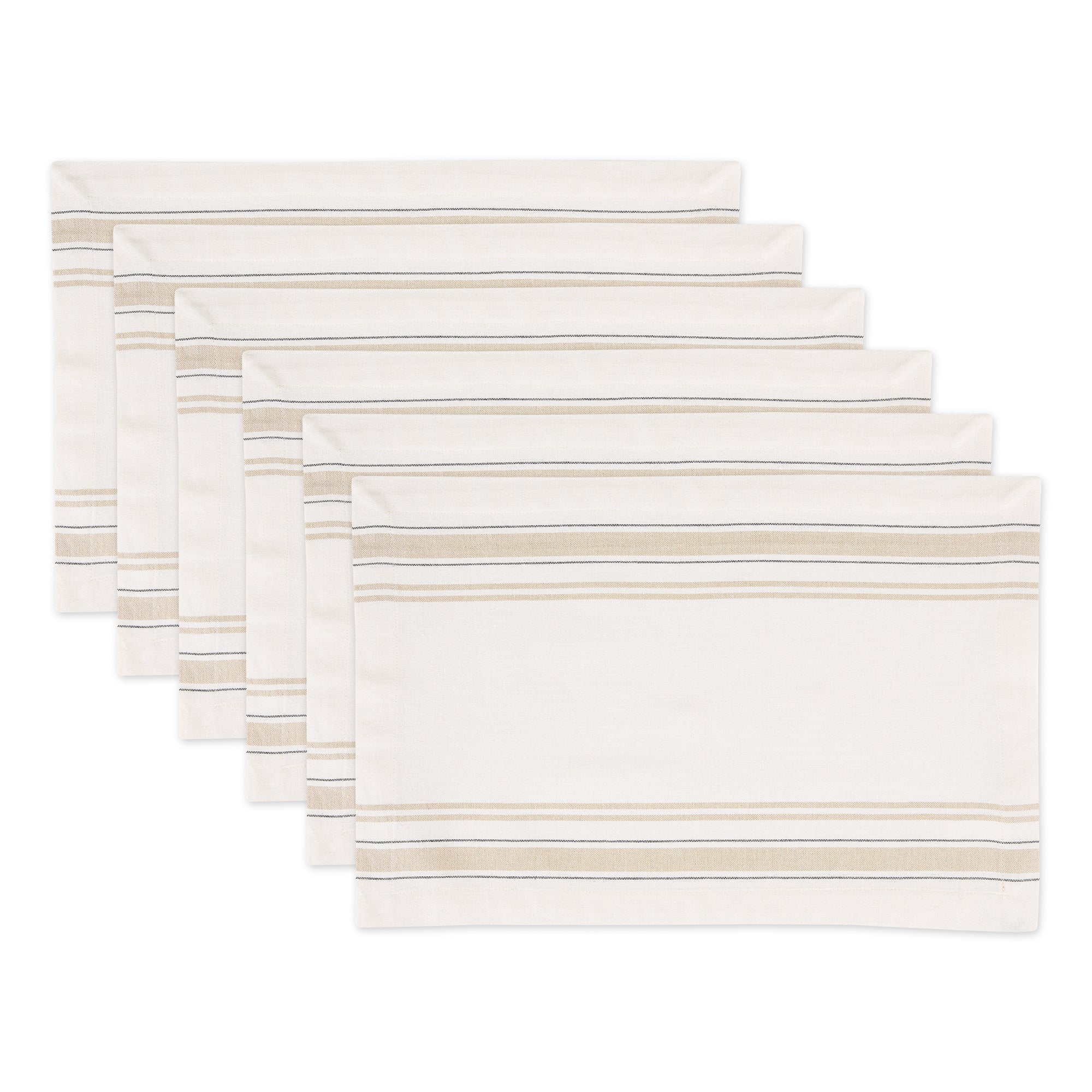 White Chambray French Stripe Placemats, Set of 6 - Placemats