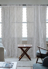 White Flower Blossom Lace Window Curtains 50x84, Set of 2 - Curtains