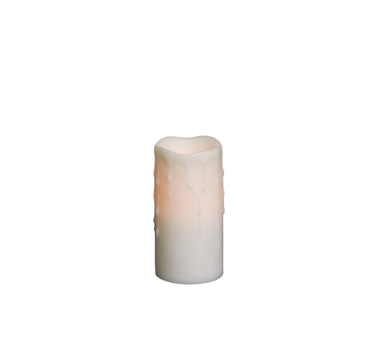 White Led Dripping Wax Pillar Candles with Remote 3"x6", Set of 4 - Candles